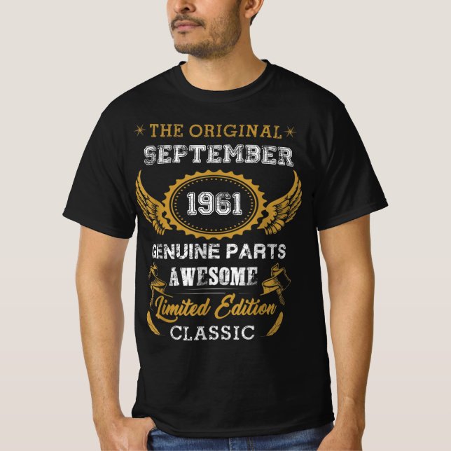 Camiseta Clássico setembro de 1961 Shirt Birthday Gifts , 1 (Frente)