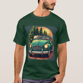 Camiseta Clássico Verde Convertível: T-S do Carro vintage L