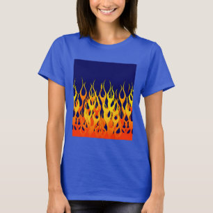 Camiseta Clássico vibrante que compete chamas em azuis