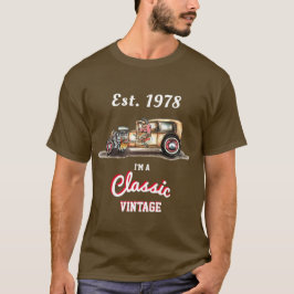 Camiseta Clássico Vintage Hot Rod Car Aniversário EST