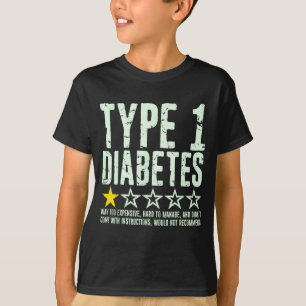 Camiseta Classificação de uma estrela para Diabetes Tipo 1,