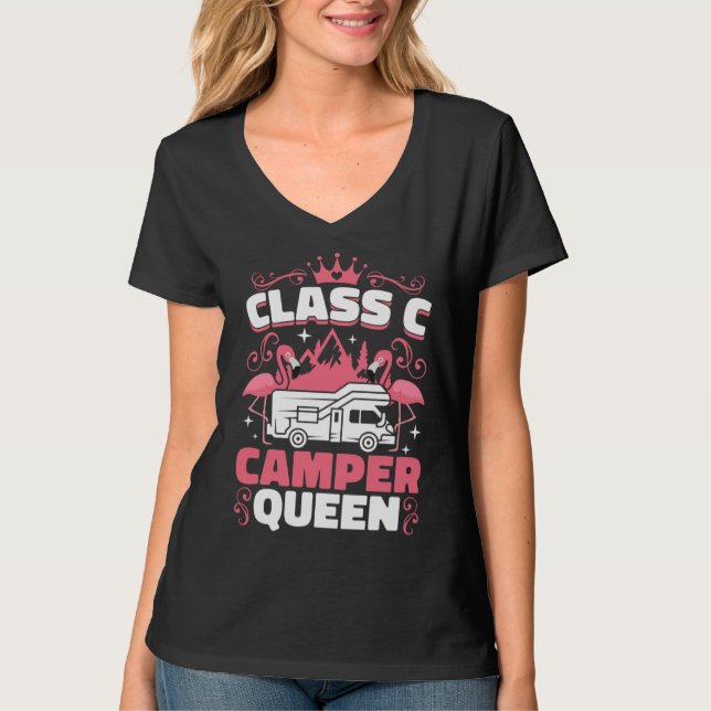 Camiseta Classy RV Class C Camper Queen Campside Camping Wo (Frente)