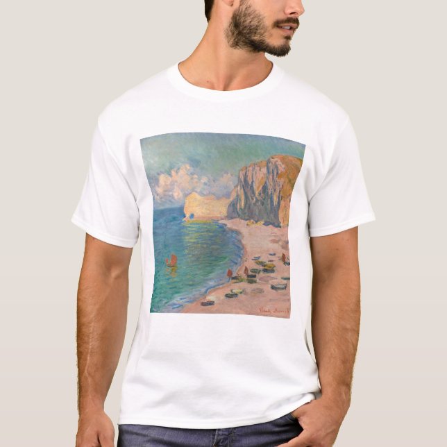 Camiseta Claude Monet - Etretat: Praia e Falaise d'Amont (Frente)