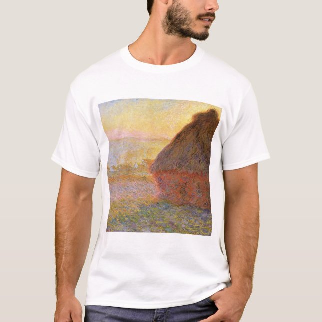 Camiseta Claude Monet Impressionista Pintando Graystaks I (Frente)