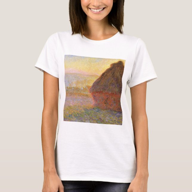Camiseta Claude Monet Impressionista Pintando Graystaks I (Frente)