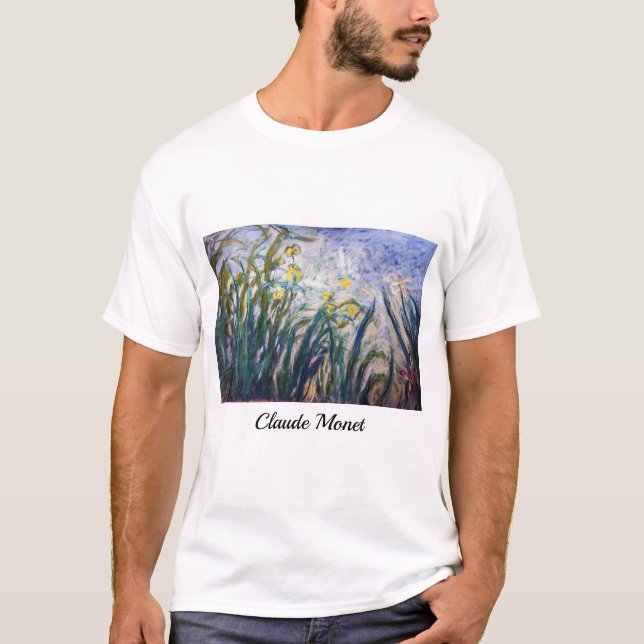 Camiseta Claude Monet - Íris Amarelas e Roxas (Frente)