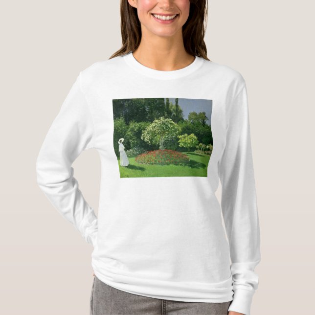 Camiseta Claude Monet | Jeanne Marie Lecadre no jardim (Frente)
