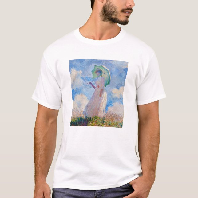Camiseta Claude Monet - Mulher com Parasol virada para a es (Frente)