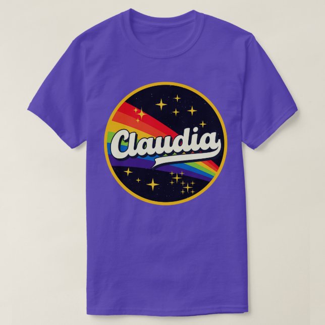 Camiseta Claudia Rainbow No Space Vintage Style (Frente do Design)