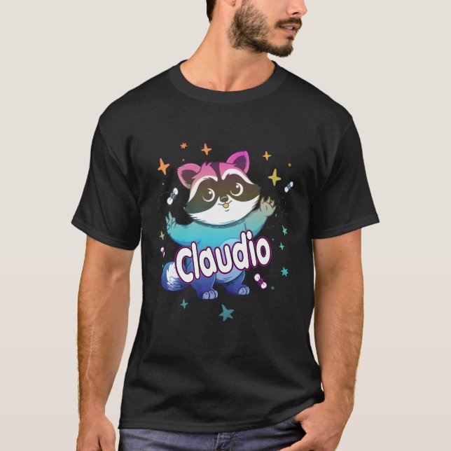 Camiseta Claudio Name com Raccoon (Frente)