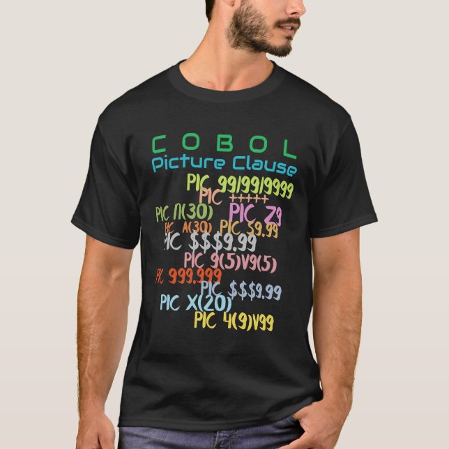 Camiseta Cláusula Picture em Programação Cobol (Frente)