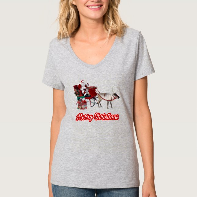 Camiseta Cláusula Santa espalhando o amor pela paz no Natal (Frente)