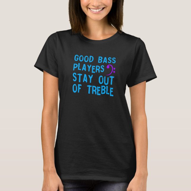 Camiseta Clave de Fá Bom Tocador de Baixo Tocador de Guitar (Frente)