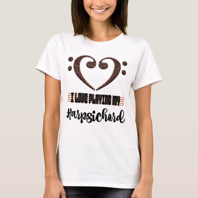 Camiseta Clave de Fá Coração Musical Amor Tocando Cravo (Frente)