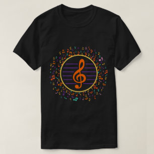 Camiseta Clave de Sol Colorida Arte de Nota Musical Vibra