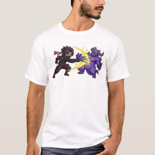 Camiseta Claw Strike Ninja vs Monstro Chibi Anime RPG Game