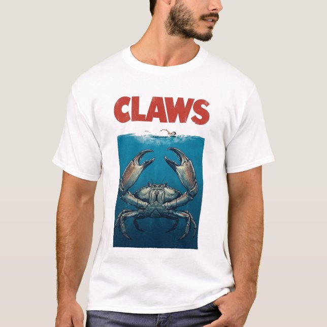 Camiseta CLAWS Funny Crab Parody Shirt | Ocean Movie Spoof  (Frente)