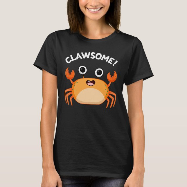 Camiseta Clawsome Engraçado Caranguejo Escuro BG (Frente)