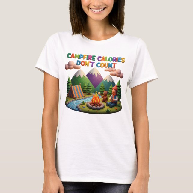 Camiseta Clay Art “Campfire Calories Don’t Count” Scene (Frente)
