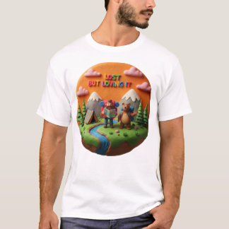 Camiseta Clay Art “Lost but Loving It” Camping Scene