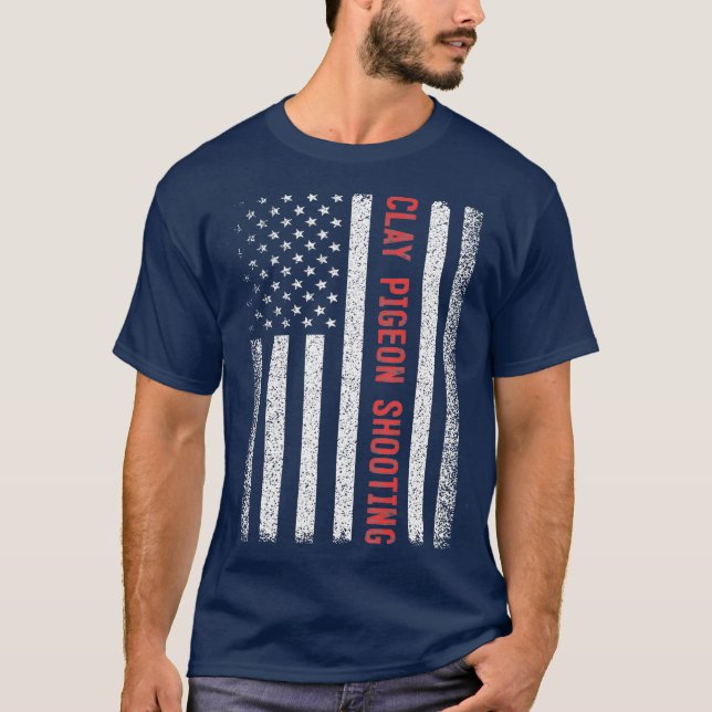 Camiseta Clay Pigeon fotografando bandeira americana 4 de j (Frente)