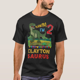 Camiseta Clayton Saurus Rawr I m 2 Dinossaur Rex segundo Bi