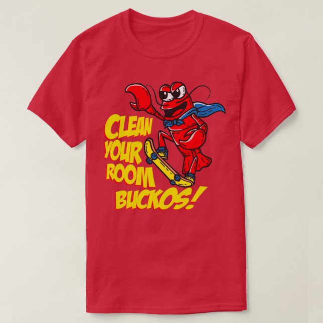 Camiseta Clean Your Room Bucko JBP Lobster Skateboarding (Frente do Design)