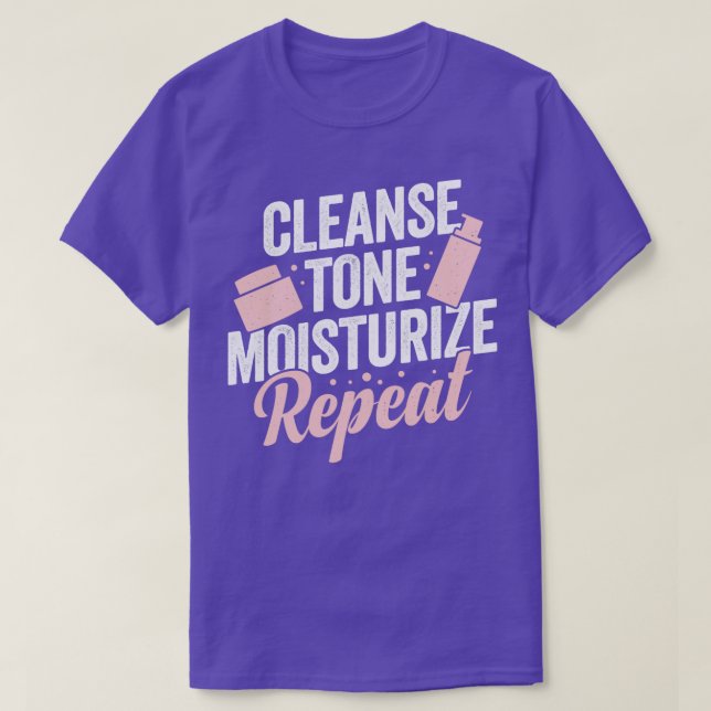 Camiseta Cleanse Tone Moisturize Repetir Presente Esteticis (Frente do Design)
