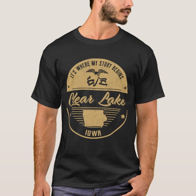 Camiseta Clear Lake Iowa É onde minha história começa (Frente)