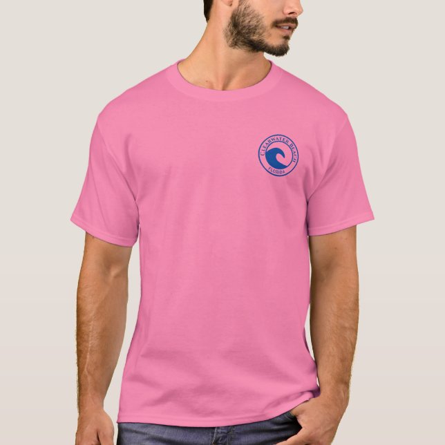 Camiseta Clearwater Beach Blue Ocean Wave Circ Design (Frente)
