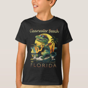 Camiseta Clearwater Beach Flórida Férias Cute Alligator S