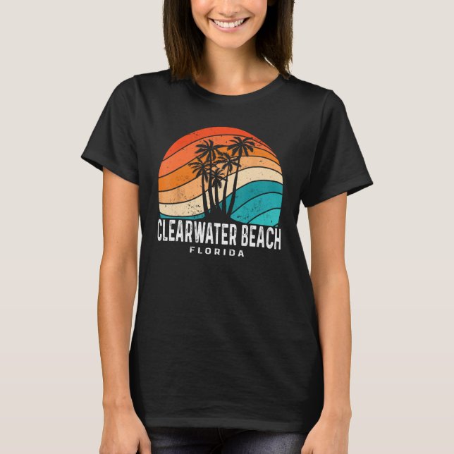 Camiseta Clearwater Beach Florida Palm Tree Beach Souvenir (Frente)
