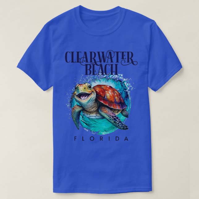 Camiseta Clearwater Beach Florida Watercolor Happy Sea Turt (Frente do Design)