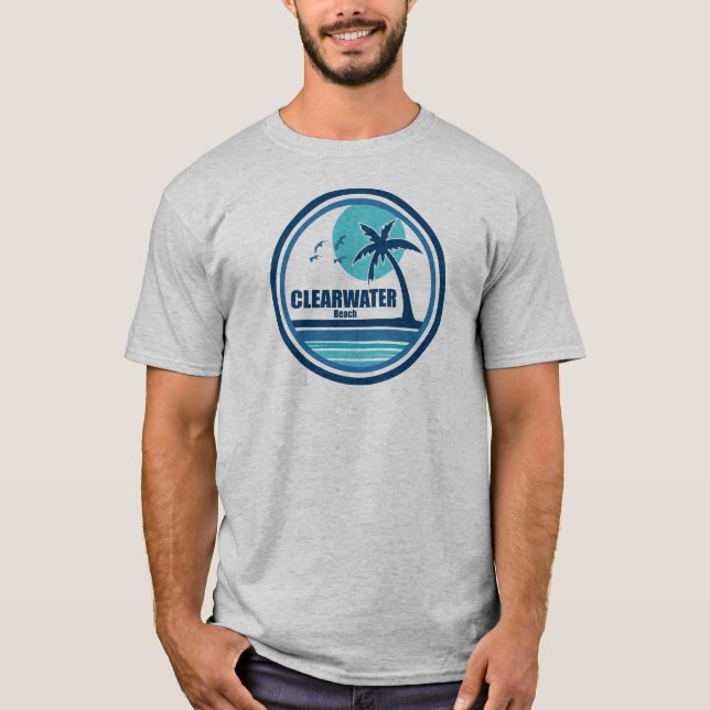 Camiseta Clearwater Beach Palm Tree Birds na Flórida (Frente)