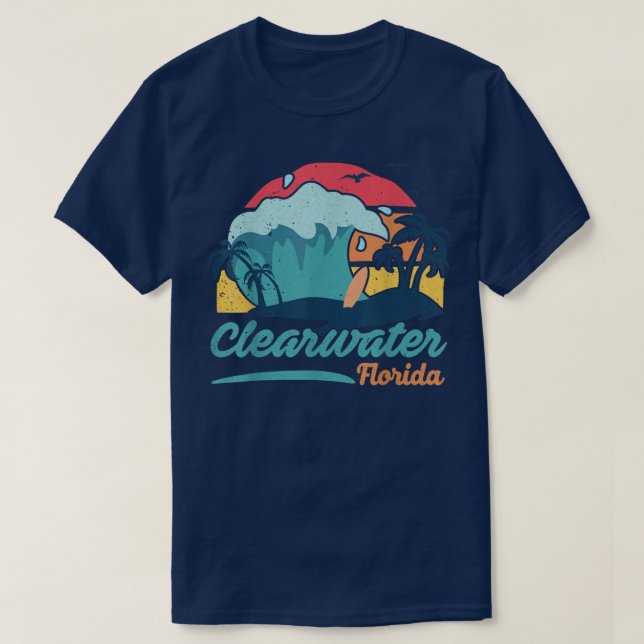 Camiseta Clearwater Florida Beach Summer Surfing SunSet Pal (Frente do Design)