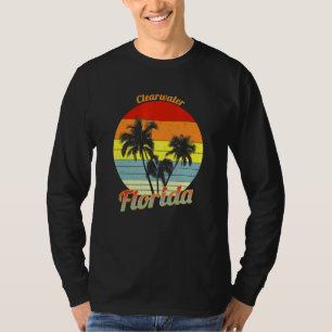 Camiseta Clearwater Florida Retro Tropical Palm Trees Vacat