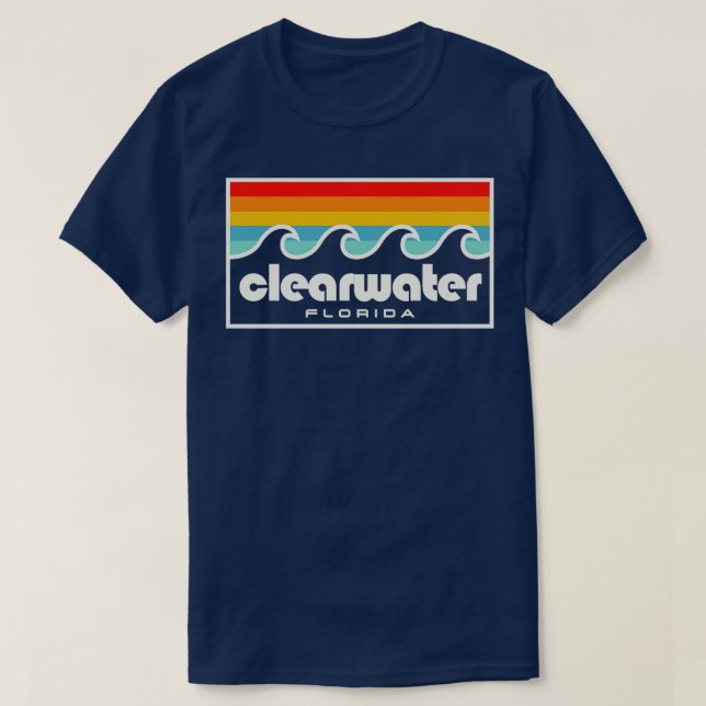 Camiseta Clearwater Florida Tampa Bay Retro Sunset Waves (Frente do Design)