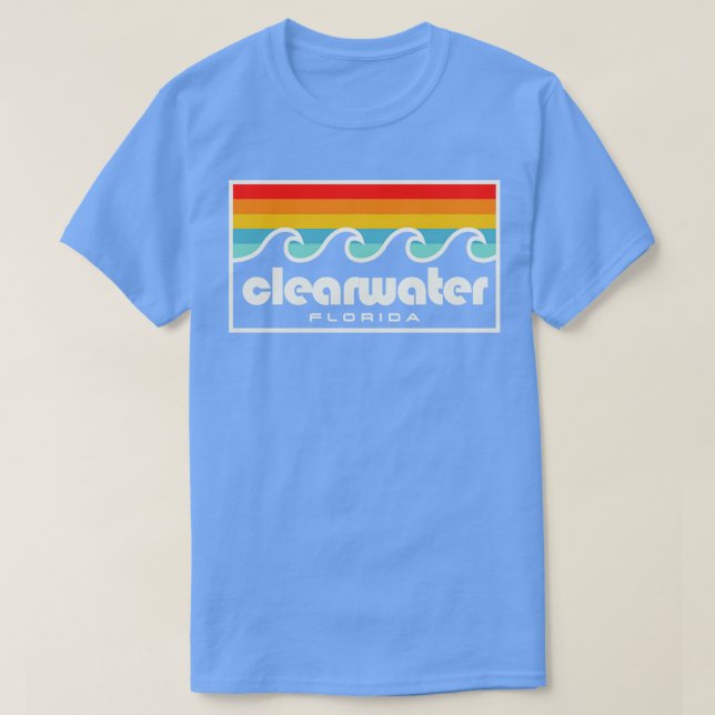 Camiseta Clearwater Florida Tampa Bay Retro Sunset Waves (Frente do Design)