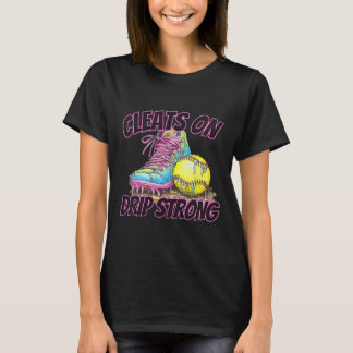 Camiseta Cleats On Drip Strong Softll Drip Softll Mom Retro