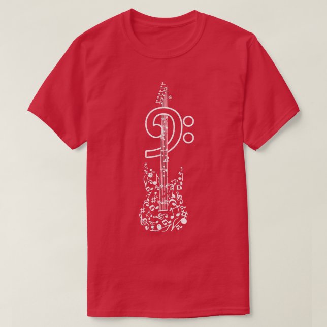 Camiseta Clef Bass Guitarra - Auxiliar (Frente do Design)