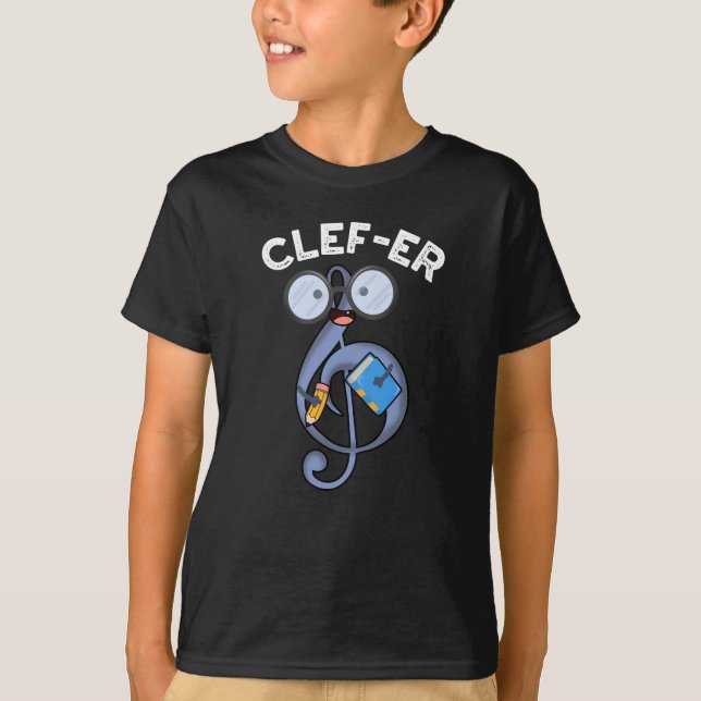 Camiseta Clef-er Funny Music Pun Dark BG (Frente)