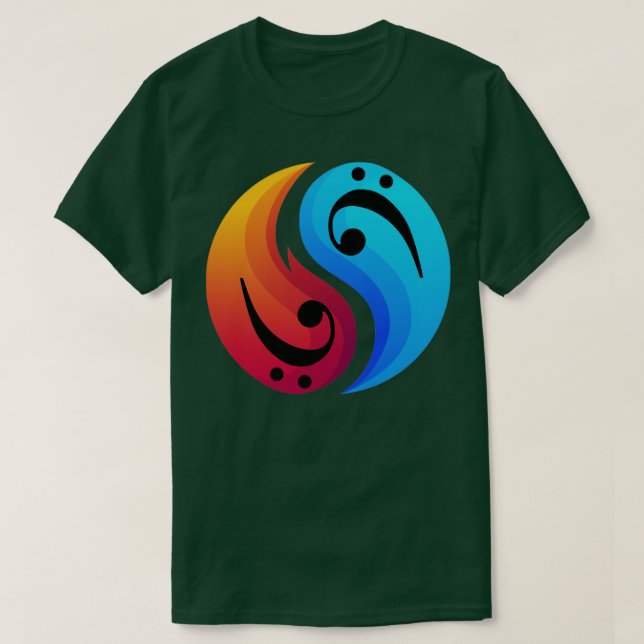 Camiseta Clef Yin E Yang Bass Guitar (Frente do Design)
