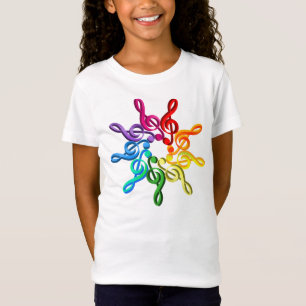 Camiseta Clefs de Trebel em um t-shirt das meninas do teste