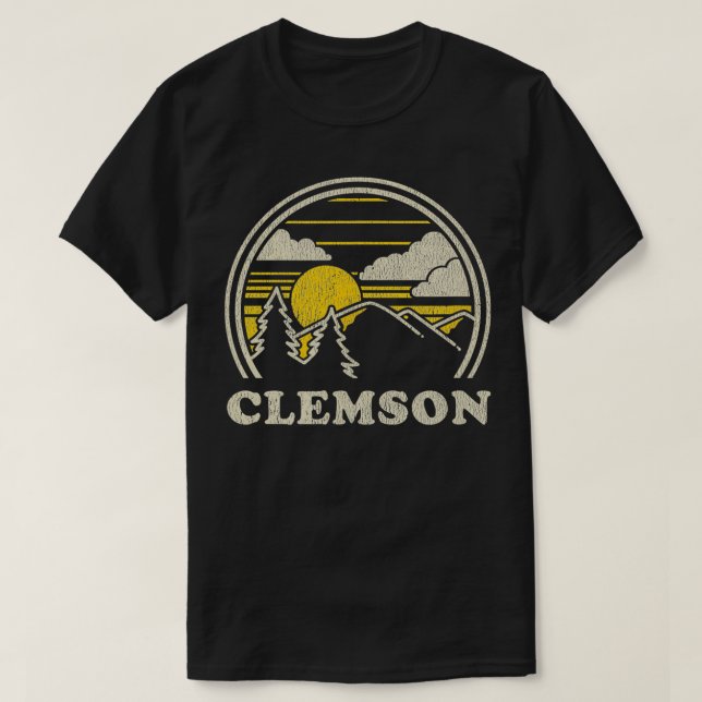 Camiseta Clemson South olina SC Vintage Hiking Mounts (Frente do Design)