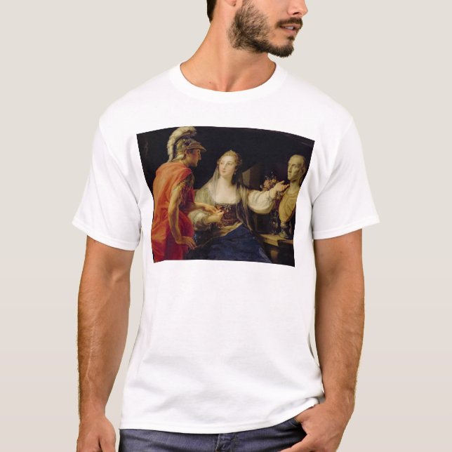 Camiseta Cleopatra que mostra a Octavius o busto de Julius (Frente)