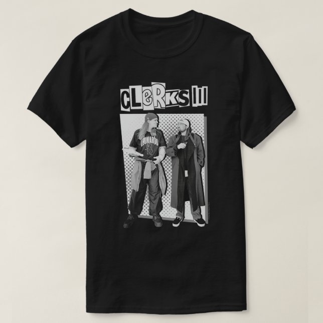 Camiseta Clerks III Jay e Silent Bob Black & White Movie (Frente do Design)