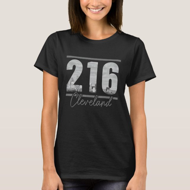 Camiseta Cleveland 216 Area Code Skyline Ohio Vintage (Frente)