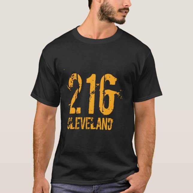 Camiseta Cleveland 216 Código de área Hoodie em dificuldade (Frente)