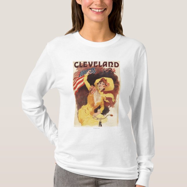 Camiseta Cleveland Bicycles a menina americana no amarelo (Frente)