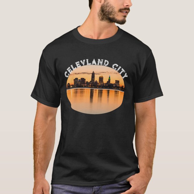 Camiseta Cleveland City sunset skyline (Frente)